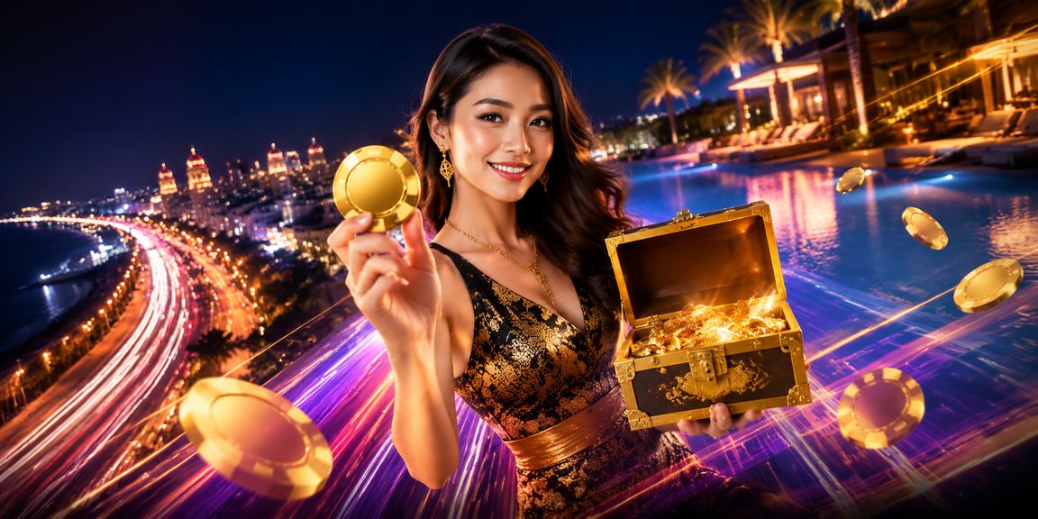 Model perempuan menggunakan aplikasi casino di smartphone dengan tampilan elegan